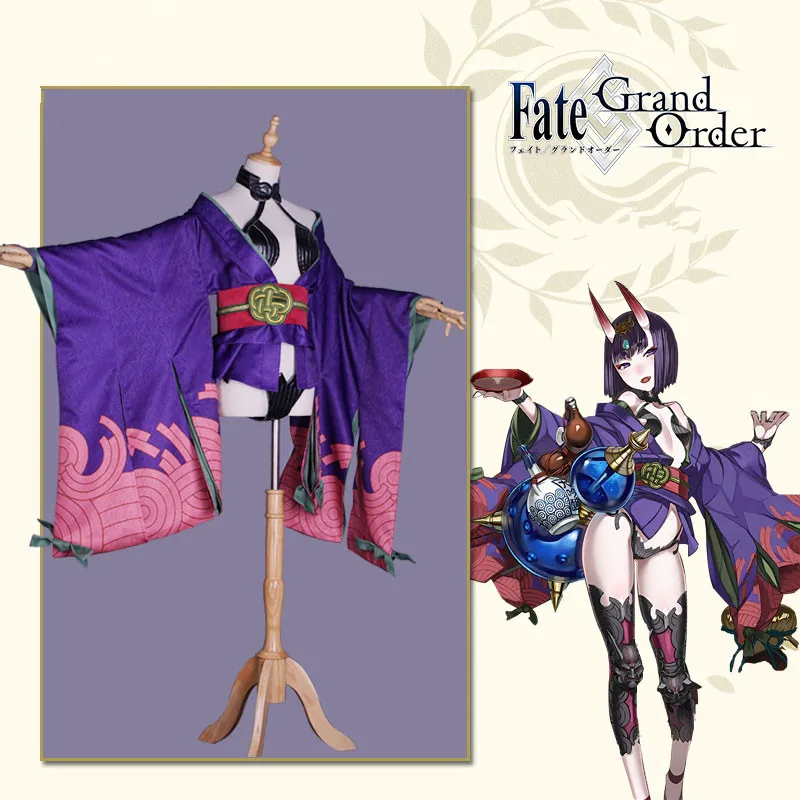 

Игра FGO Fate/Grand для Shuten-douji костюм для косплея фиолетового цвета кимоно великолепное платье для девочки воин косплей юбка Броня