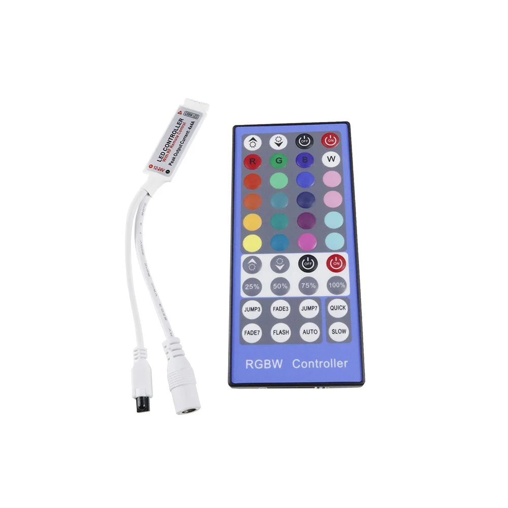 

DC12V Mini RGBW LED Controller 40Key 16A 12-24V IR Remote Controller for RGBW or RGBWW 5050SMD LED Strip Lights Module Lighting