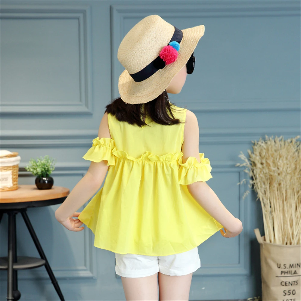 

Summer Fashion Kids ClothesSweet Baby Girls Sets Lotus Sleeve Strapless Princess Top + Short Pant Outfits Toddler Clothing Set