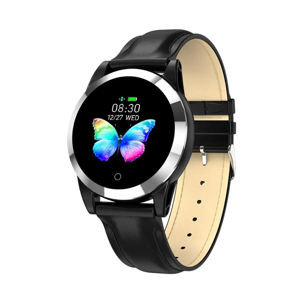 leather belt Black R19 ECG PPG OTA 1,3 дюймов HD дисплей умный Браслет датчик артериального давления Смарт-часы спортивные фитнес-браслет - Цвет: leather belt Black