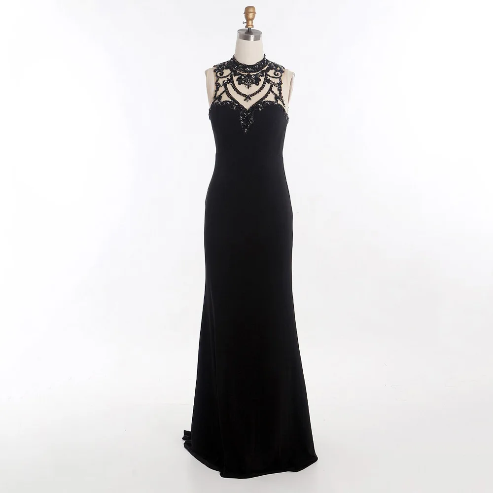 Fashion Vestidos De Festa Rhinestone Halter Evening Dresses 2016 Beaded Sweetheart Illusion Long Slim Prom Gown Party Dress | Свадьбы и