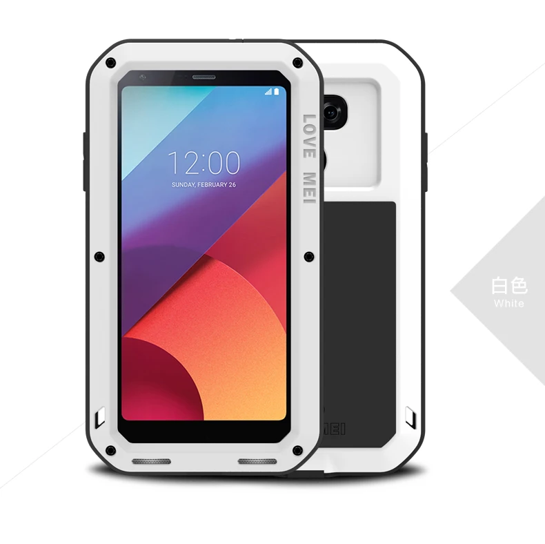 Белый Чехол для LG G6 G5 G4 G3 V20 V10,, LOVE MEI, алюминиевый металл+ стекло Gorilla glass, ударопрочный, водонепроницаемый чехол для LG G6 LG601 - Цвет: Белый
