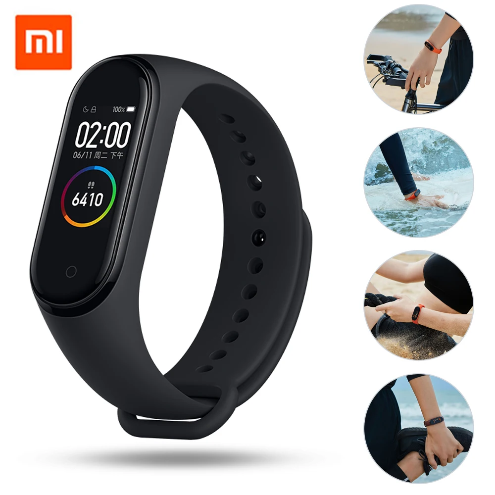 Новейший Xiaomi Mi Band 4 Смарт Miband 4 Браслет Heart Rate Фитнес Музыка Цветной экран 135 мАч Bluetooth 5.0