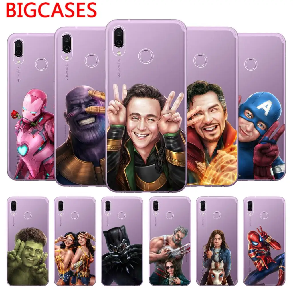 For Huawei Honor Play Case Cover 6.3&quot Soft TPU Silicone COR-AL00 Fundas Iron Man Spiderman Wolverine Hulk Phone Shell |