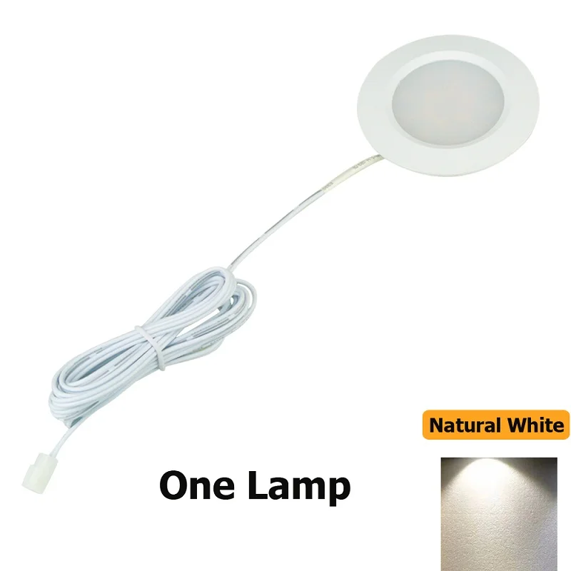 GO OCEAN Под светильниками в шкафу Светодиодная ночная лампа Dimmable 12V 3W Круглый свет шкафа под шкафом Кухонные светильники Встречное освещение - Цвет: Natural White