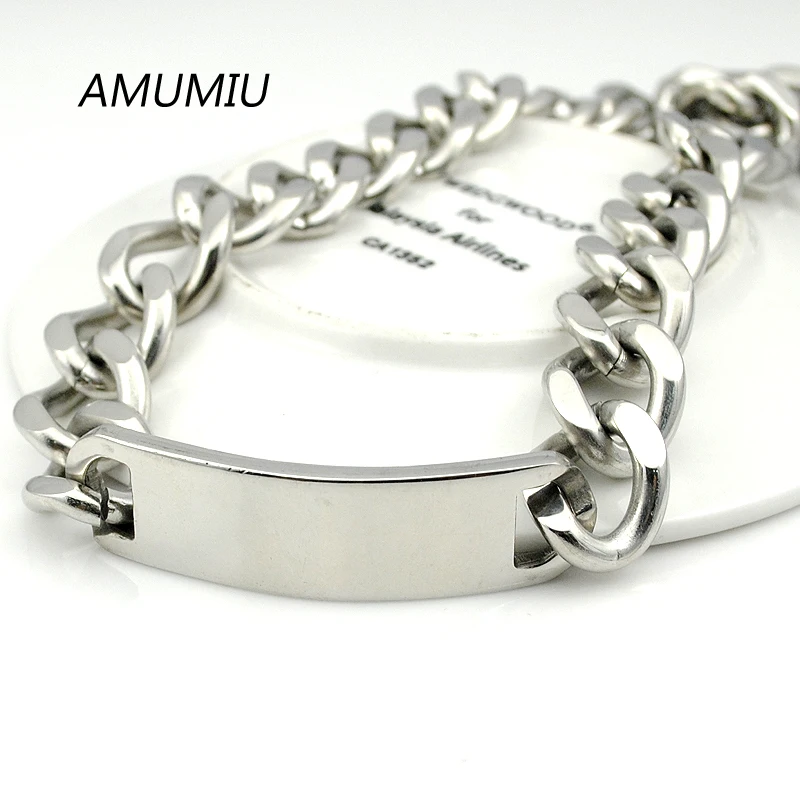 Мужская прочная цепочка AMUMIU кубинская из нержавеющей стали 16 мм 50/60/70 см с