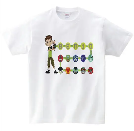 white childreT-shirt Коллекция года, летняя футболка футболки для мальчиков с изображением Бена 10, футболки для девочек, детская одежда для мальчиков зеленые футболки для девочек, Filles Ecolier, топы - Цвет: white childreT-shirt
