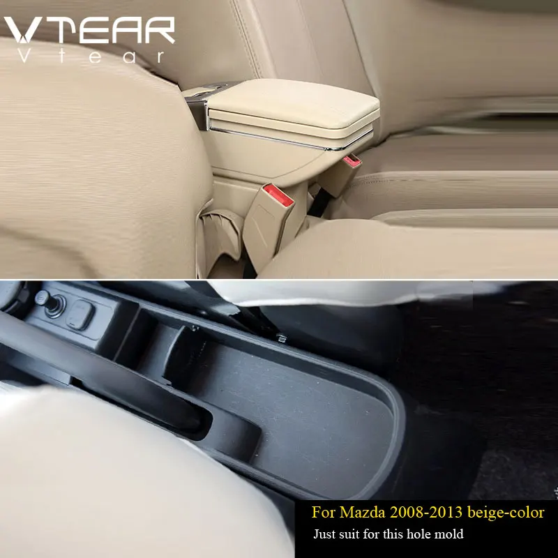 Vtear для Mazda 2/Demio/dzda2 подлокотник коробка центральный магазин содержимое коробка интерьер подлокотник хранения держатель чашки автомобиля-аксессуары для укладки - Название цвета: 08-14 hatchback Beig