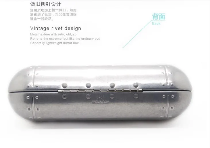 Age of Steam Style Men's Fashion Aluminum Metal Glasses Case Cylindrical Mirror Box Rivet Design Retro Gift Free Shipping | Аксессуары