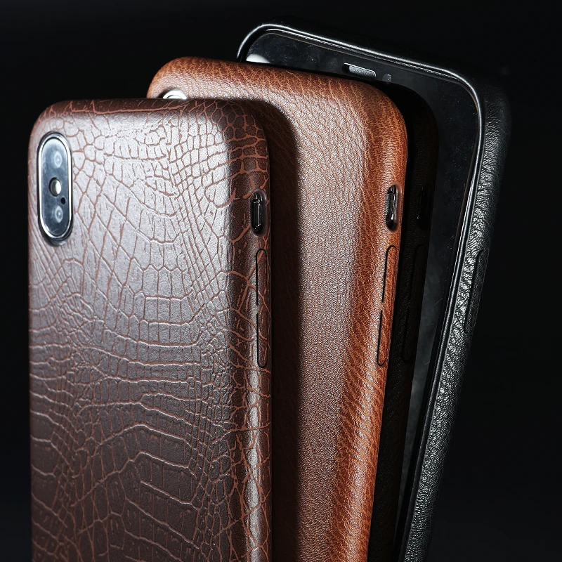 PU Leather Pattern Phone Case for iphone 7 8 6 6s plus Crocodile Skin Soft Back Cover For X xs max XR |