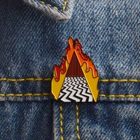twin peaks dougie jones brooch flame red house mystery power double peak symbol enamel pin backpack badge friends fan lucky gift