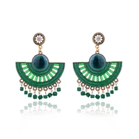 2020 new semicircular bohemian tassel pendant drop earrings big bead exaggeration vintage women dangle earrings trendy jewelry