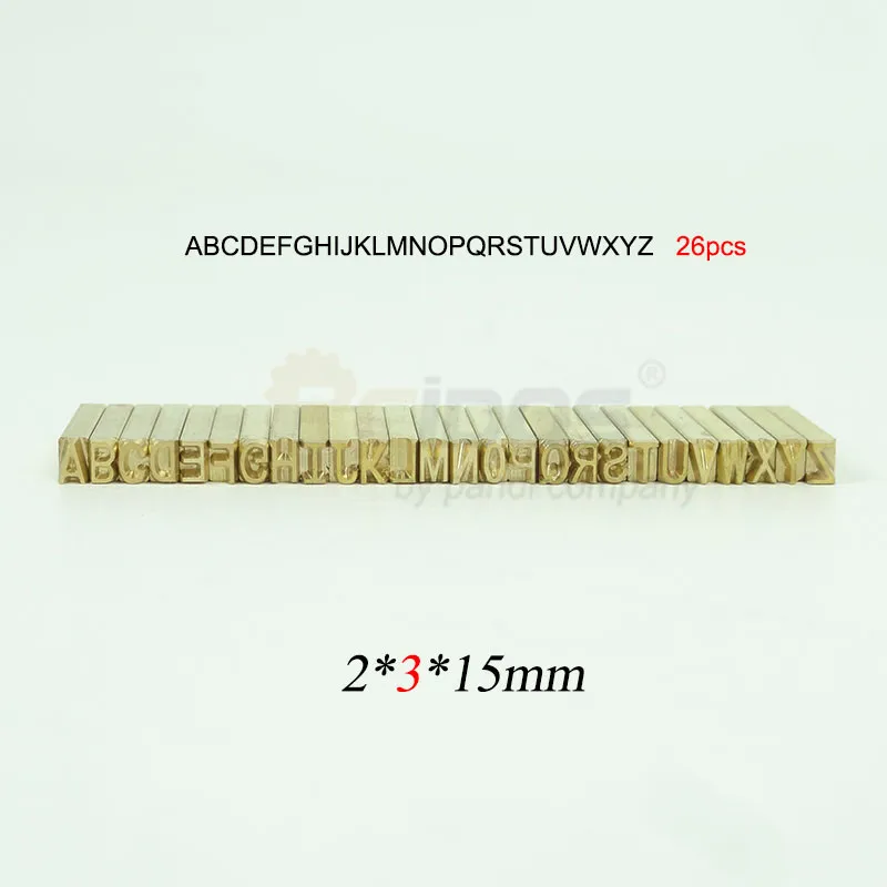 2x3x15mm A-Z 1set 2*3/4*15 мм RCIDOS кодировочная машина буквы/латунные гибкие буквы, число, алфавит, символ настройки шрифт, DY-8 символов формы - Цвет: 2x3x15mm A-Z 1set