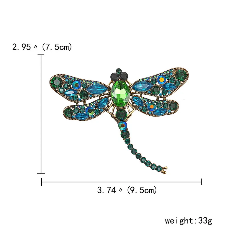F.J4Z Hot Fashion Vivid Big Dragonfly Costume Brooches Pins For Lady Party Decoration Unusual Fancy Luxury Crystal Gift | Украшения и
