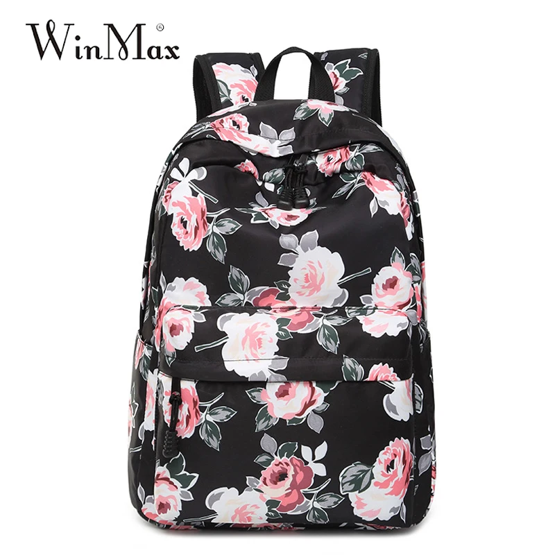 

Colorful Floral Printed Women Backpack Big Flowers Girls Nylon Design School Backpack Casual Female Travel Rucksack Backpack