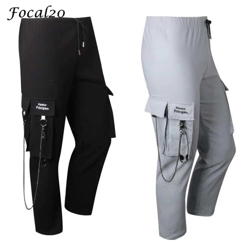 Штаны Focal20 женские с вышивкой Длинные джоггеры цепочкой и эластичным поясом