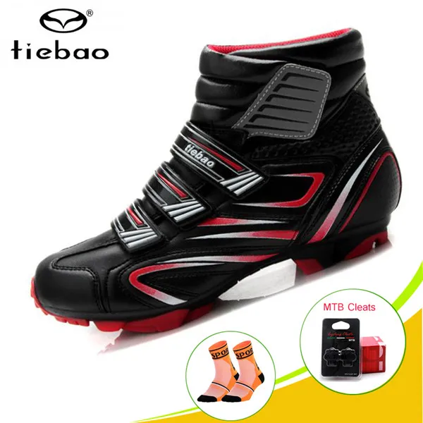 black with red TIEBAO Sapato Ciclismo MTB велосипедная обувь мужские кроссовки женские зимние сапоги для езды на горном велосипеде спортивная обувь для езды на велосипеде - Цвет: black with red