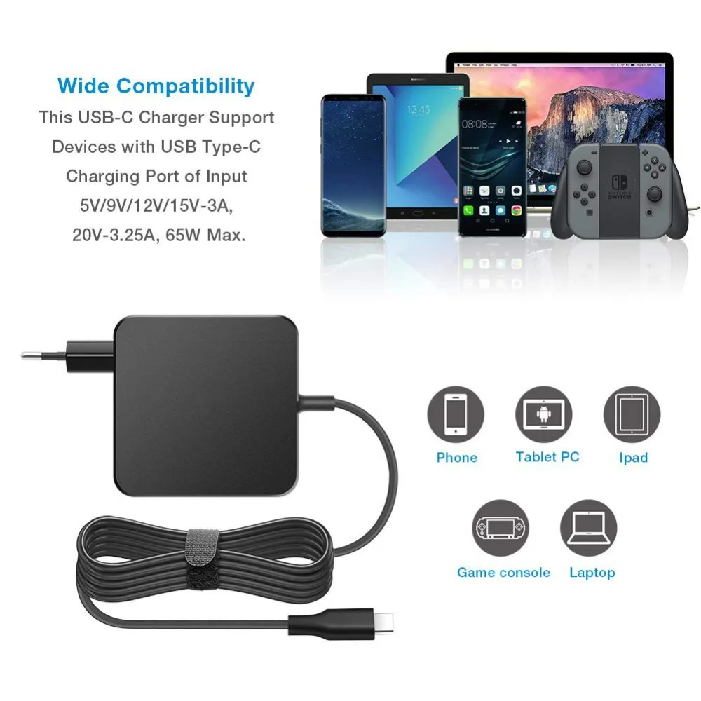45 Вт настенное зарядное устройство USB-C PD адаптер переменного тока для нового MacBook/Pixelbook/Pixel XL Быстрая Зарядка samsung Galaxy S10 зарядное устройство для ноутбука