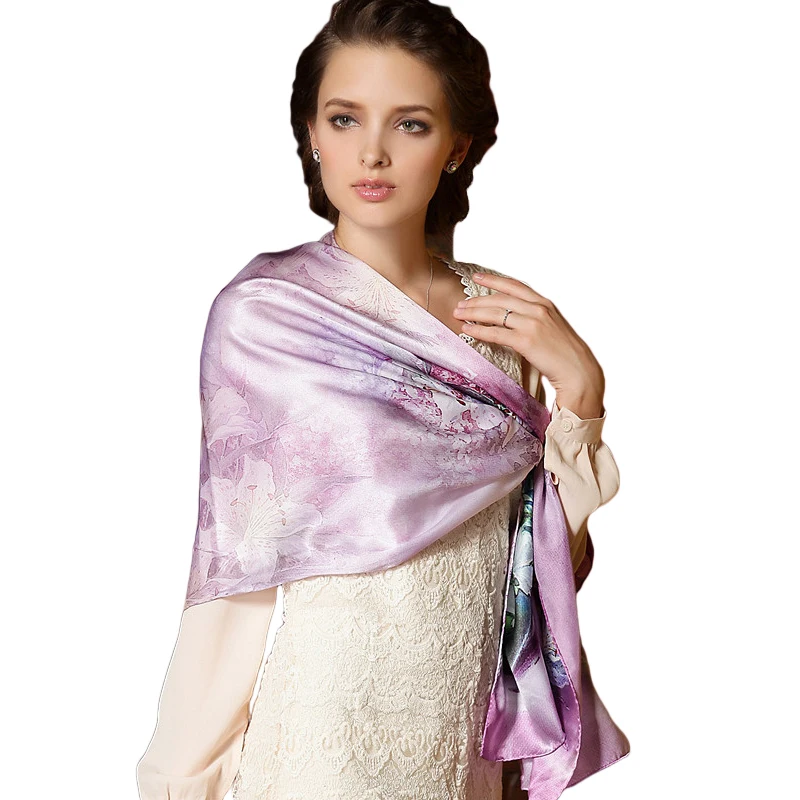 Новинка длинный женский шарф из натурального шелка весна лето гладкая Роскошная