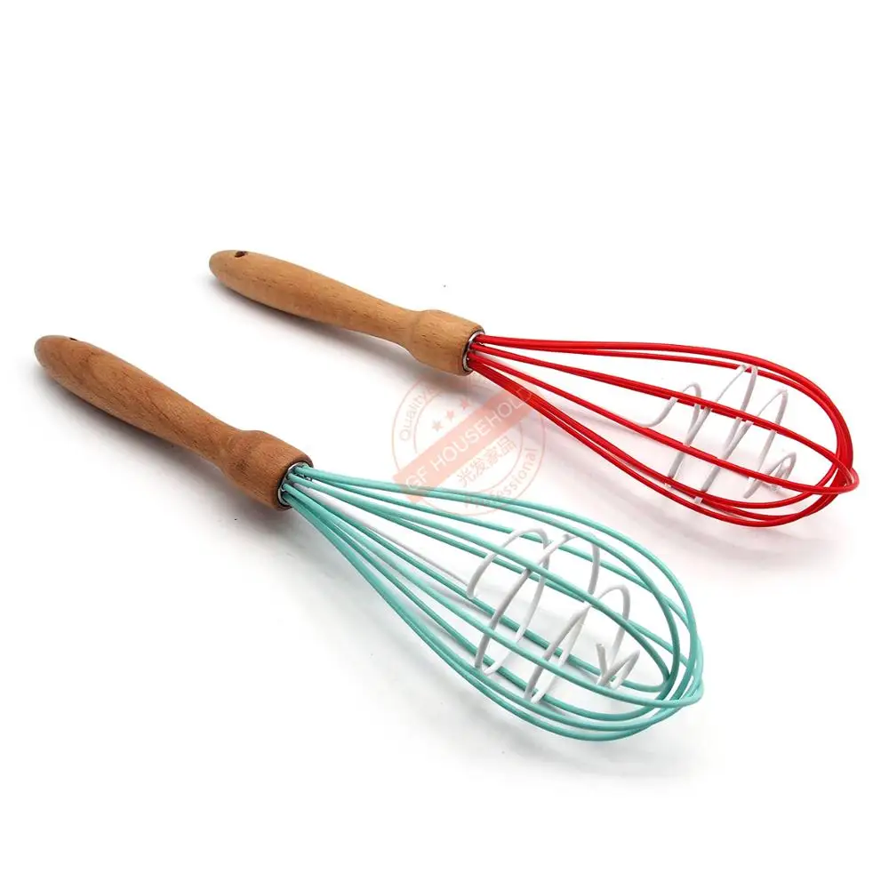 Силиконовый венчик воздушный с деревянной ручкой глазурь для яиц молочный и