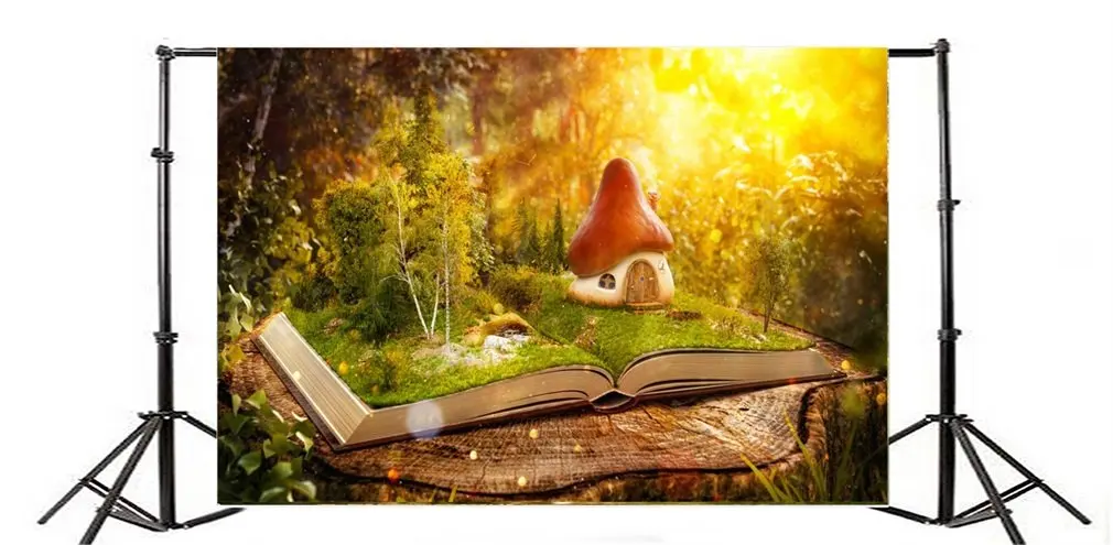 

Фон для фотосъемки сказочная книга с грибами дом