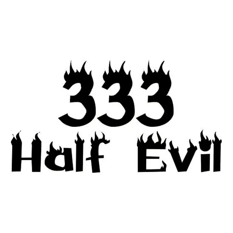 

15*8CM 333 HALF EVIL Fashion Text On Fire Decal Vinyl Car Styling Stickers Stylish Car Accessories Black/Silver C9-0343