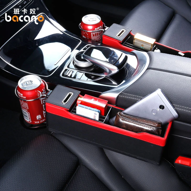 

Car Seat Crevice Storage Box Cup Drink Holder Organizer Auto Gap Pocket Stowing Tidying For BMW Phone Card Case Accessories