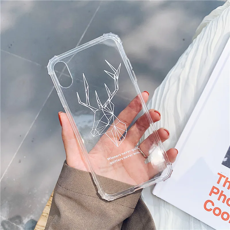 Новый elk phone Чехол для iPhone 6 6s 7 8 Plus X XR XS Max Deer мягкие прозрачные уголки из ТПУ