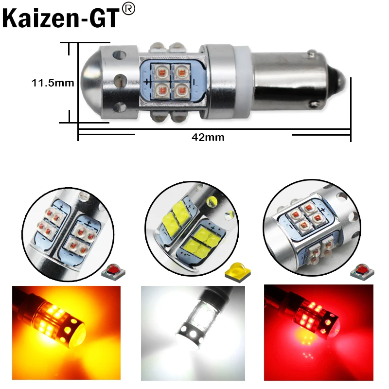 2) 6000K Ксеноновые белые 16-SMD H21W BAY9s 120 degress светодиодный Сменные лампы для автомобиля заднего хода или парковочных огней, 12V