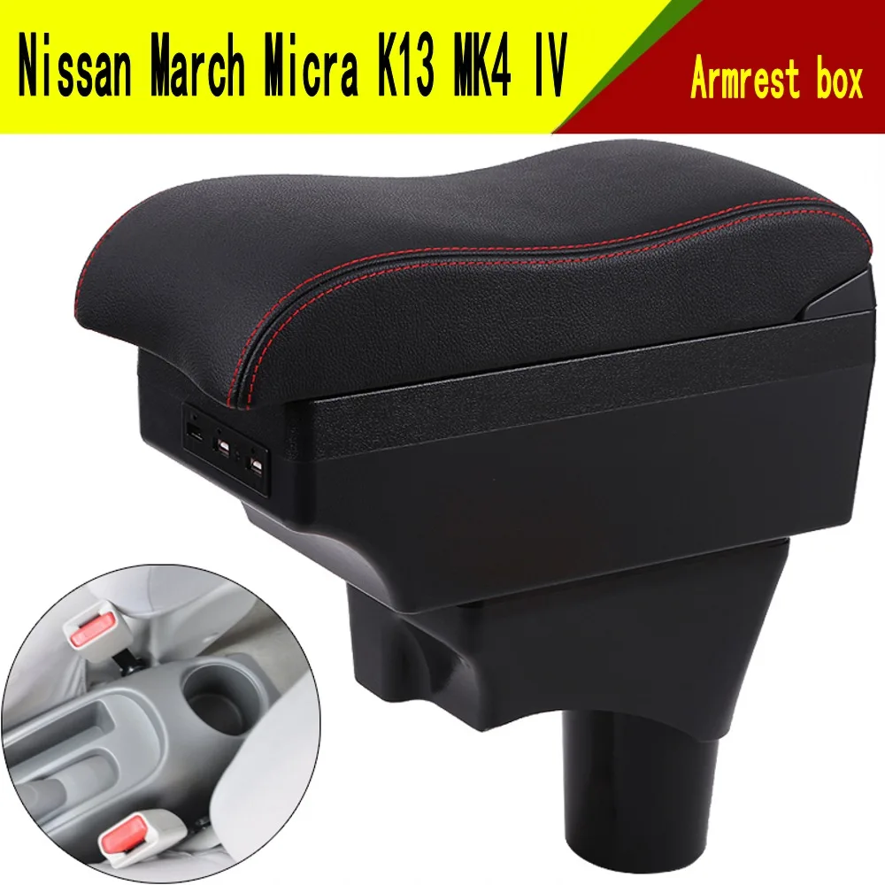 

For Car Nissan Sunny March Micra K13 MK4 IV Armrest Box Central Content Interior Arm Elbow Rest Storage Case Car-styling with U