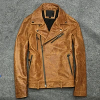 new arrival mens genuine leather jackets coat hot fashion vintage cow leather biker jackets s 4xl size d952