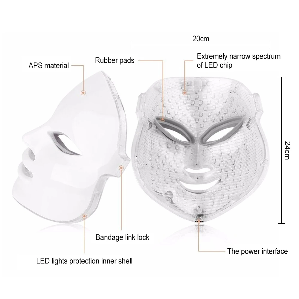 

Beauty Photon LED Facial Mask Therapy 7 colors Light Skin Care Rejuvenation Wrinkle Acne Removal Face Beauty Spa Machine