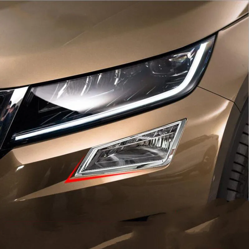 

For Skoda Kodiaq 2017 2PCS ABS Chrome Car Front Headlight Fog Lamp Cover Trim Car Styling Accessories
