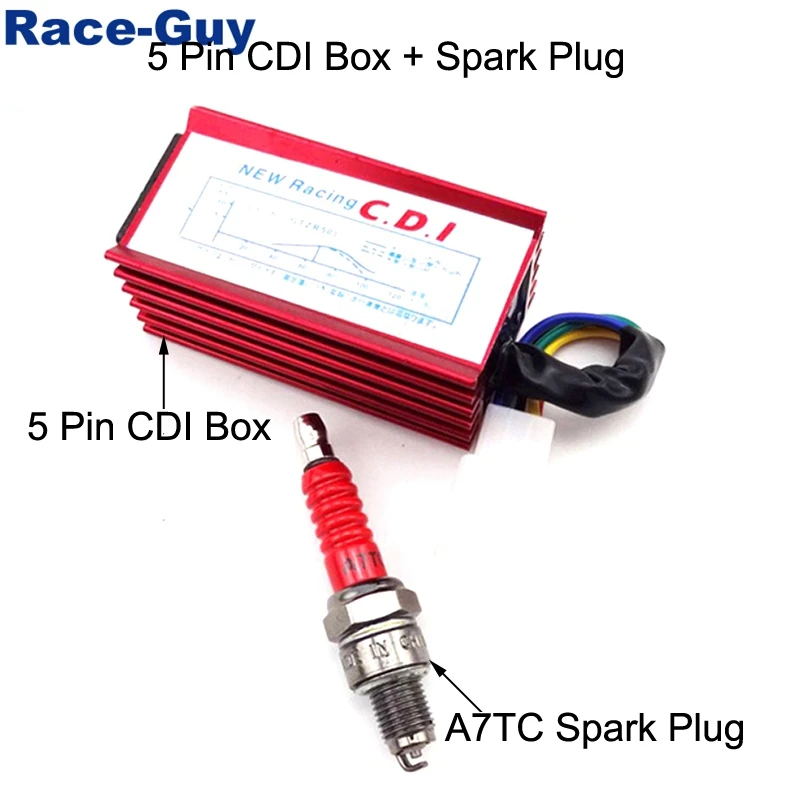 Гоночный 5 контактный AC CDI Box + A7TC свеча зажигания для 50cc 110cc 125cc 140cc 150cc 160cc XR50 CRF50