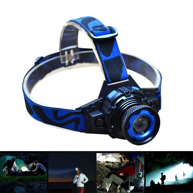 

Headlamp Cree Q5 Waterproof LED Headlight 500lm Built-in Lithium Battery Rechargeable Head lamps 3 Modes Zoomable Torch+Charger