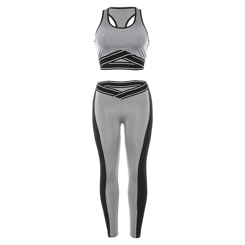 2018 Women Yoga Sets Vest Fitness Suit GYM Wear Workout Clothing Running Slim Leggings Pilate Sport Suits Pant |