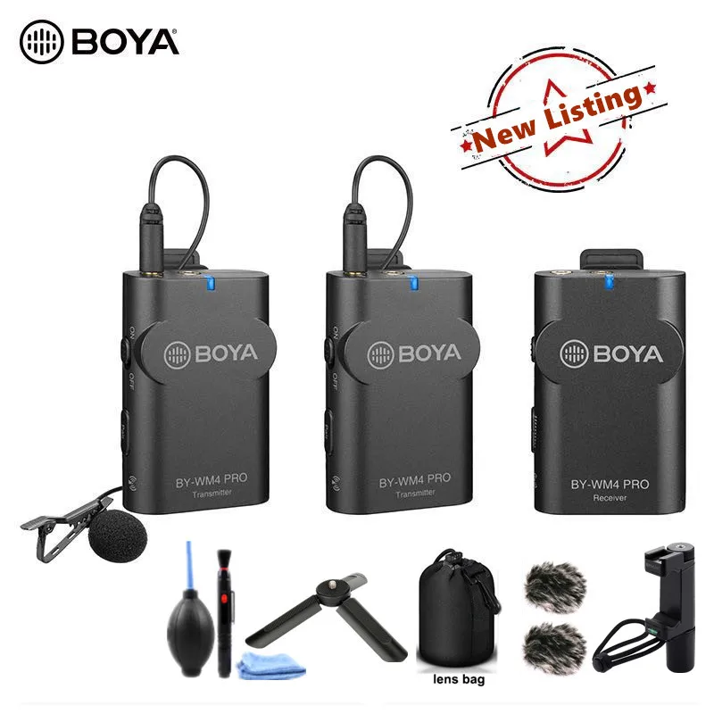 BOYA BY-WM4 Pro беспроводной микрофон для DSLR камеры телефонов системы передатчики двухканальный петличный микрофон Lavalier Mic