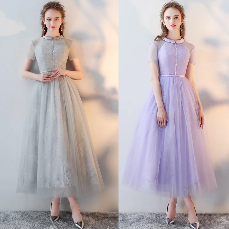 Robe de soiree Новое поступление элегантное тонкое ТРАПЕЦИЕВИДНОЕ кружевное вечернее платье vestido de festa банкетное платье с круглым вырезом платья для выпускного вечера платья для вечеринок