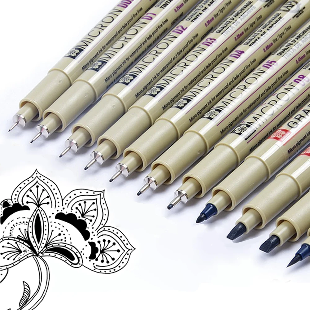 Sakura Pigma Micron Liner Pen Набор с ручкой чехол черные чернила перманентные водонепроницаемые ручки для рисования Sektch Marker Fineliners Манга