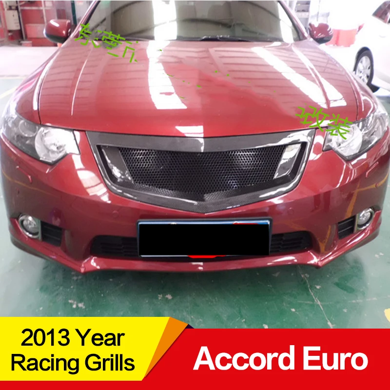 Использовать для Honda Accord евро MK8 гоночные грили 2013 год углеродного волокна Refitt Передняя Центральная гоночная решетка крышка аксессуары
