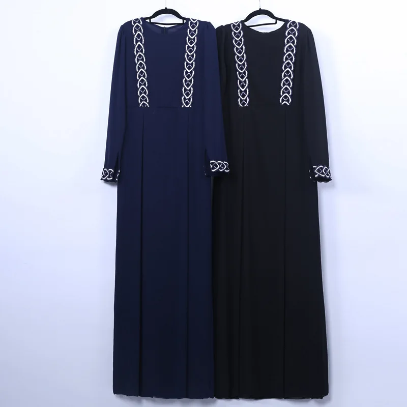 

Muslim Embroidery Abaya Kimono Full Dress Chiffon Cardigan Kaftan Robe Musulmane Jubah Middle East Eid Ramadan Islamic Clothing