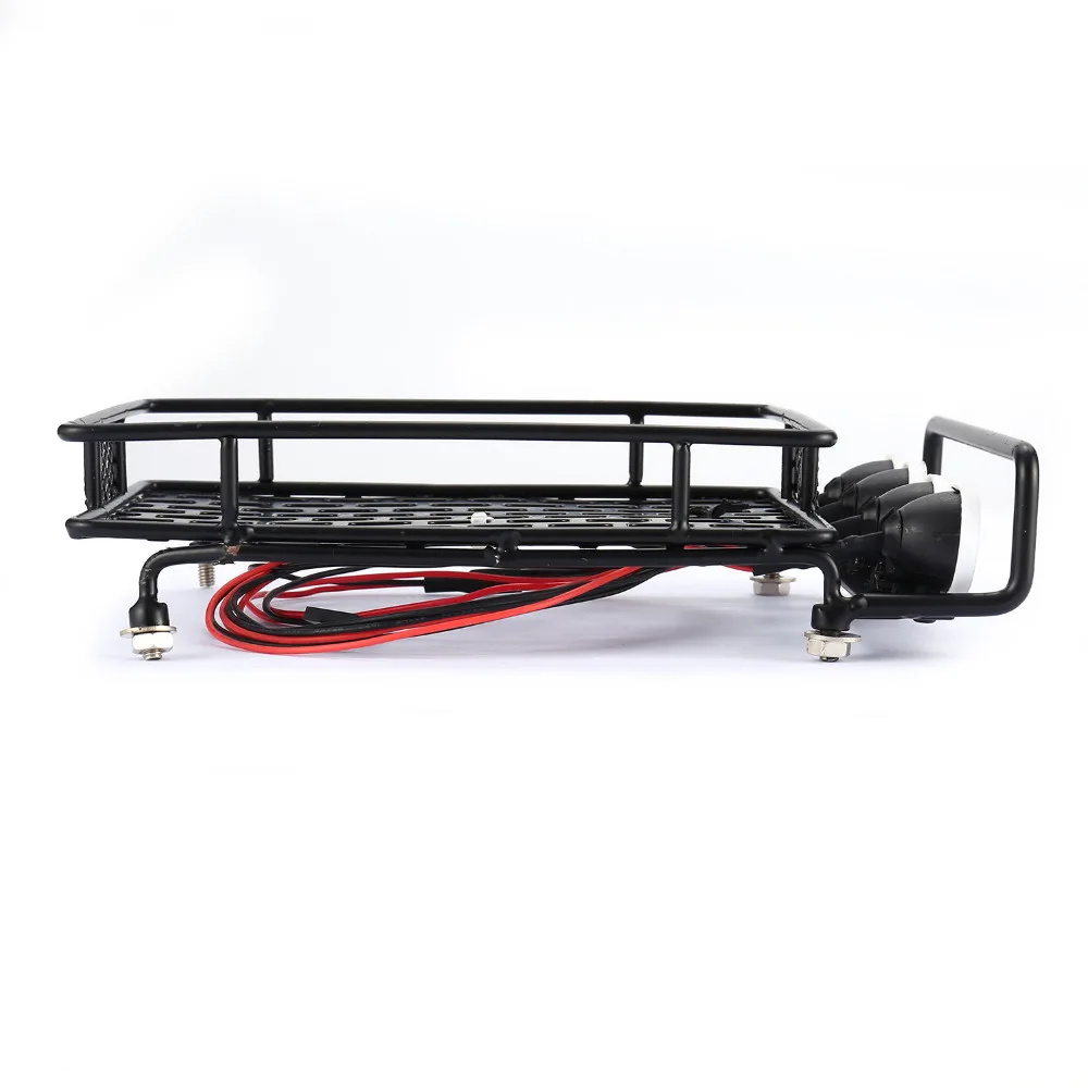 RC Car Universal Roof Rack Luggage Carrier With 4 Round LED Lights 1/10 Rock Crawler Axial SCX10 D90 TRX-4 | Игрушки и хобби