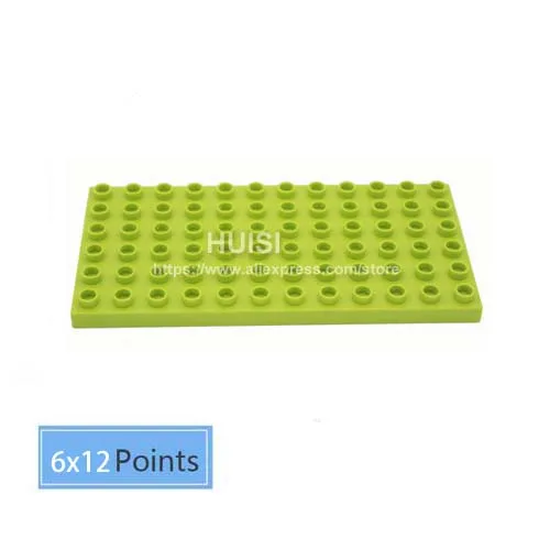 Duplo Совместимость с лего Дети DIY игрушки ABS пластик строительные игрушки блоки кирпичи части 8x8 развивающие обучающие игрушки для ребенка 3 лет - Цвет: 6x12 Light Green