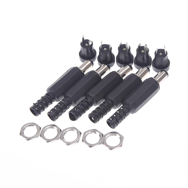 10PCS DC Power Connector Pin 2.1x5.5mm Female Plug Jack + Male Socket Adapter PCB Mount DIY 2.1X5.5 | Обустройство дома