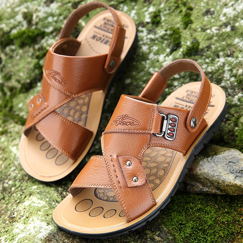 Мужские кожаные сандалии мужские пляжные Мужская обувь в богемном стиле мужская