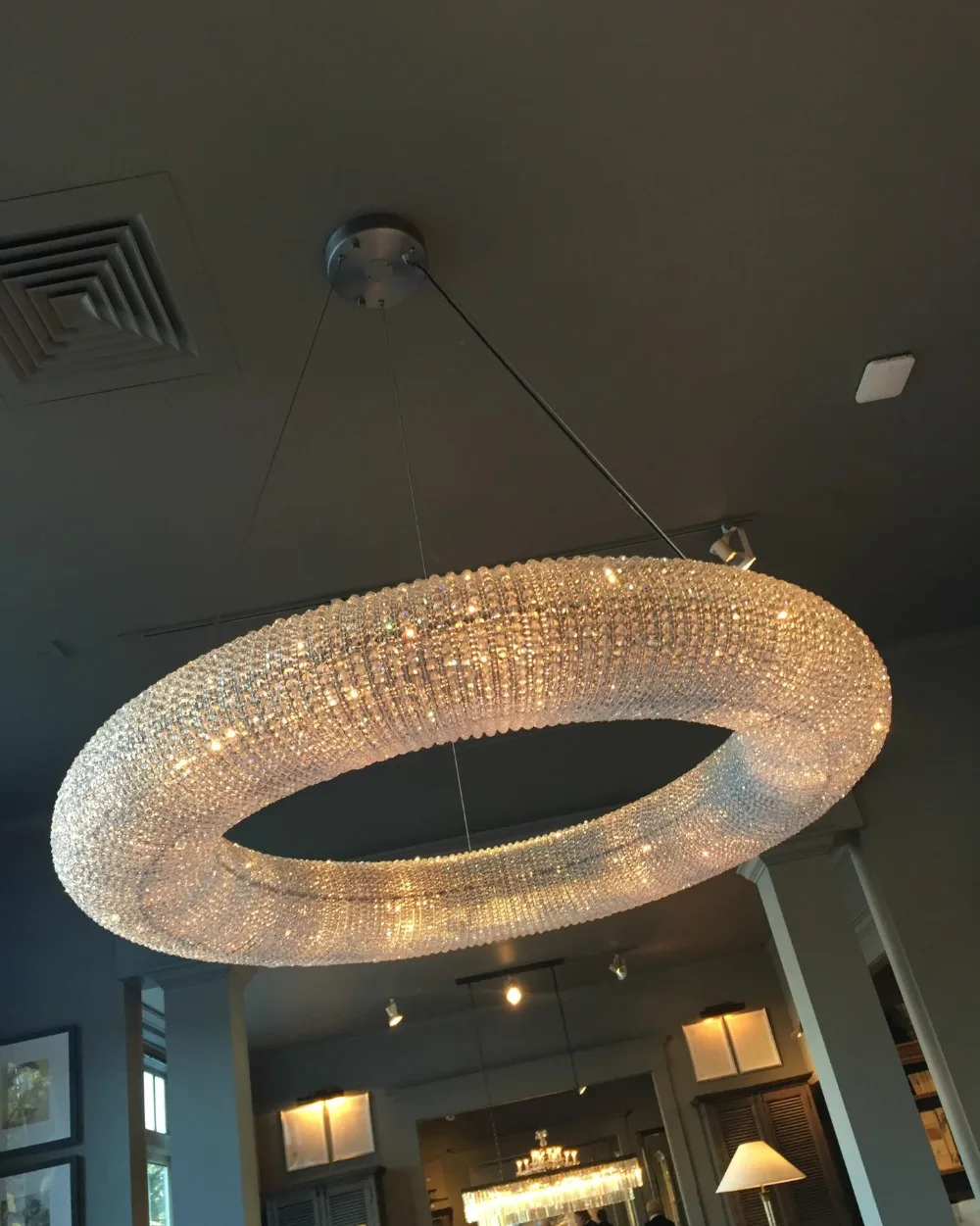 Американский RH Crystal Lustre De Cristal светодиодный круглый подвесной светильник K9 кристалл Лофт Ресторан минимализм шнур подвесной светильник