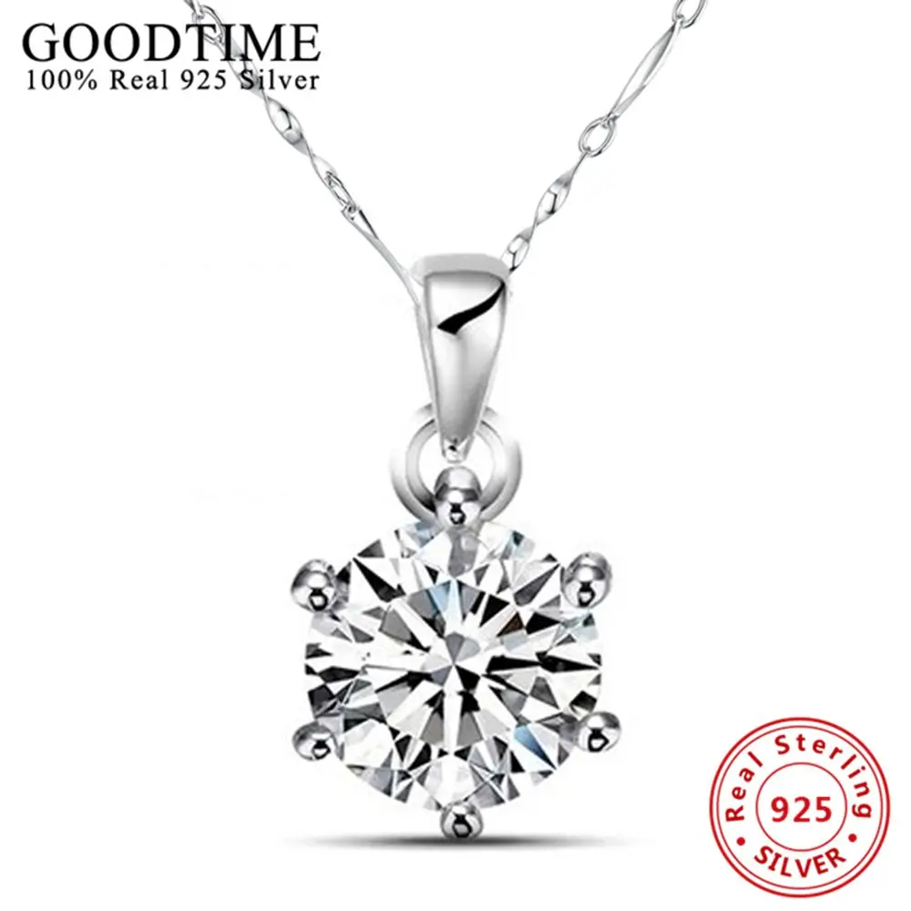 

Collares Genuine 925 Sterling Silver Necklace For Women Real 925 Silver Fashion Jewelry Female Pendant Necklace Gift AJN040