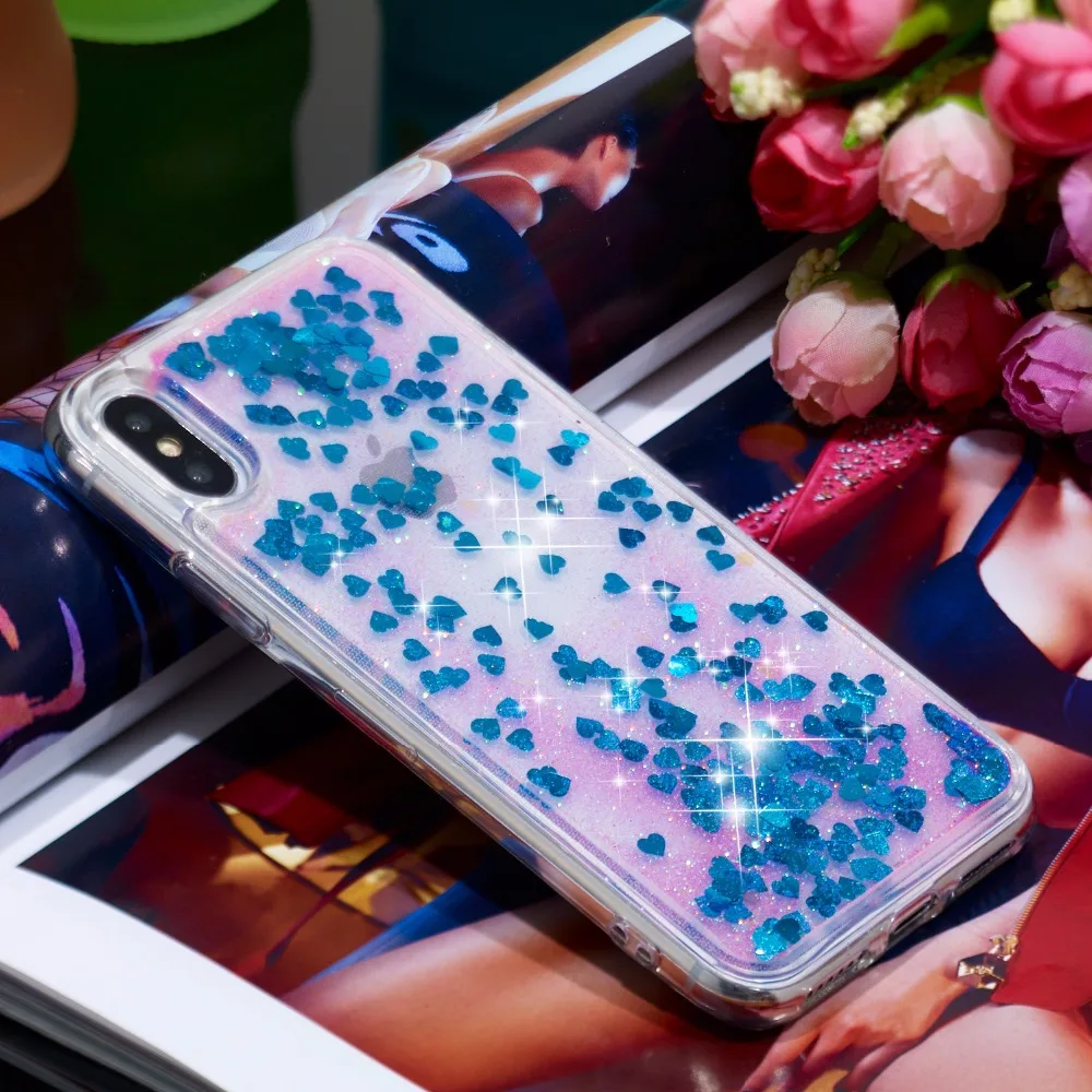 Блестящий Жидкий чехол для телефона Iphone 4 4s X 8 7 6 S Plus 5 5S SE Quicksan милый мягкий задней