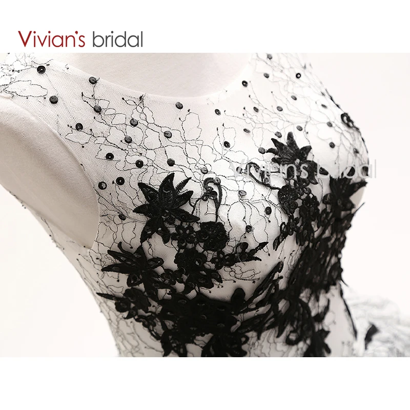 Vivian's Bridal Черное и белое свадебное платье бальное без рукавов с блестками из
