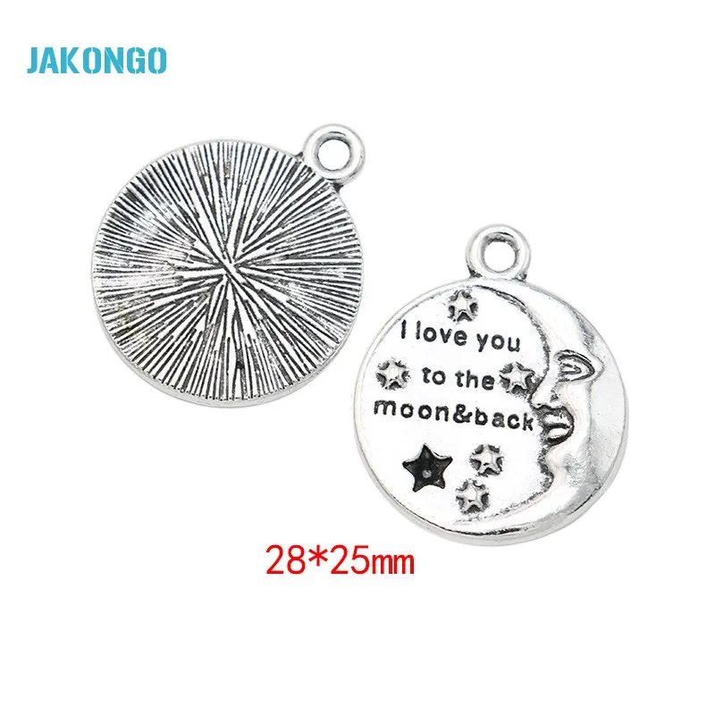 Тибетские посеребренные Подвески с надписью I Love You to the Moon and Back для ожерелья